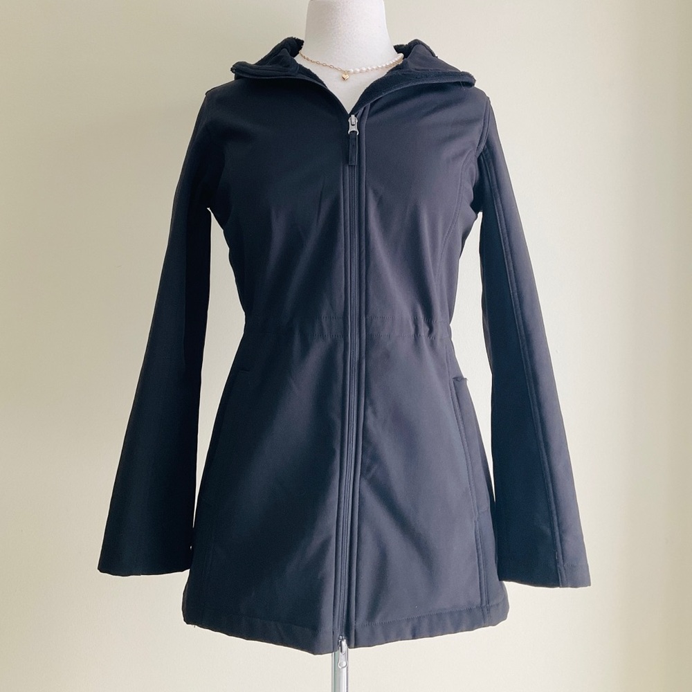 Izod Black Hooded Zip-Up Trench Coat
